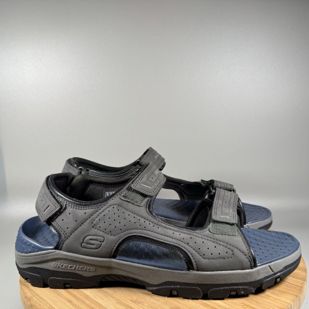 S Skechers‎ Men's Relaxed Fit Tresmen Garo Sandals Grey Navy Size 12